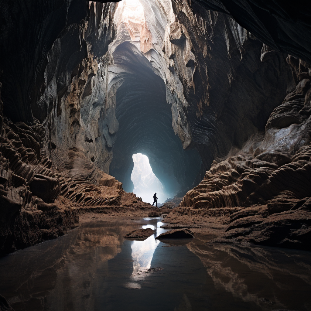 Illustration of a cave reflecting Plato's allegory