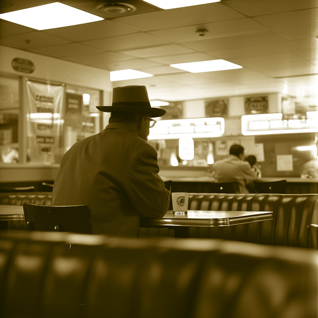 CCTV agent speaking in empty diner