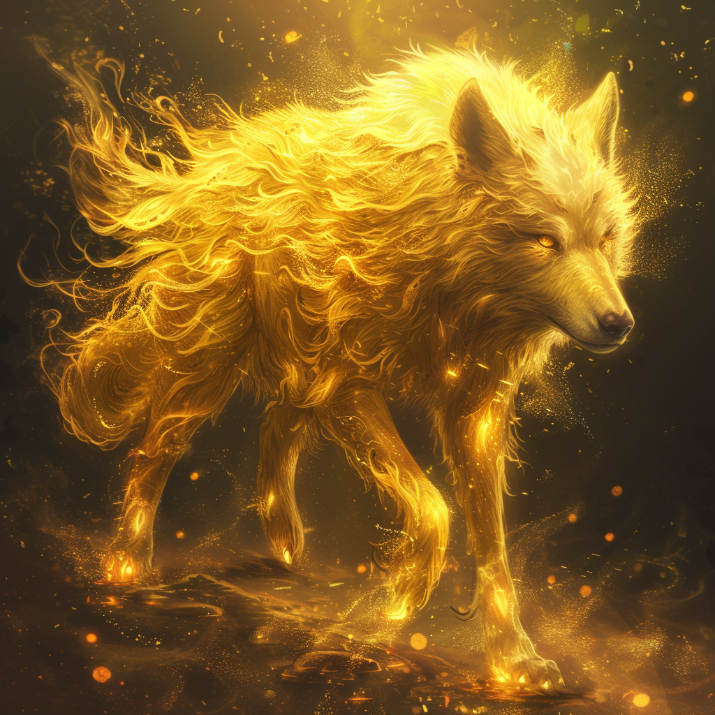 Golden Celestial Dire Wolf Picture