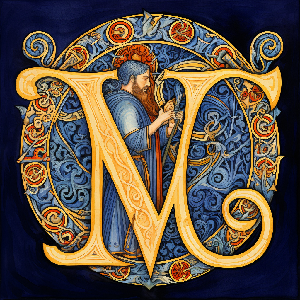 Celtic illuminated letter W by a monk