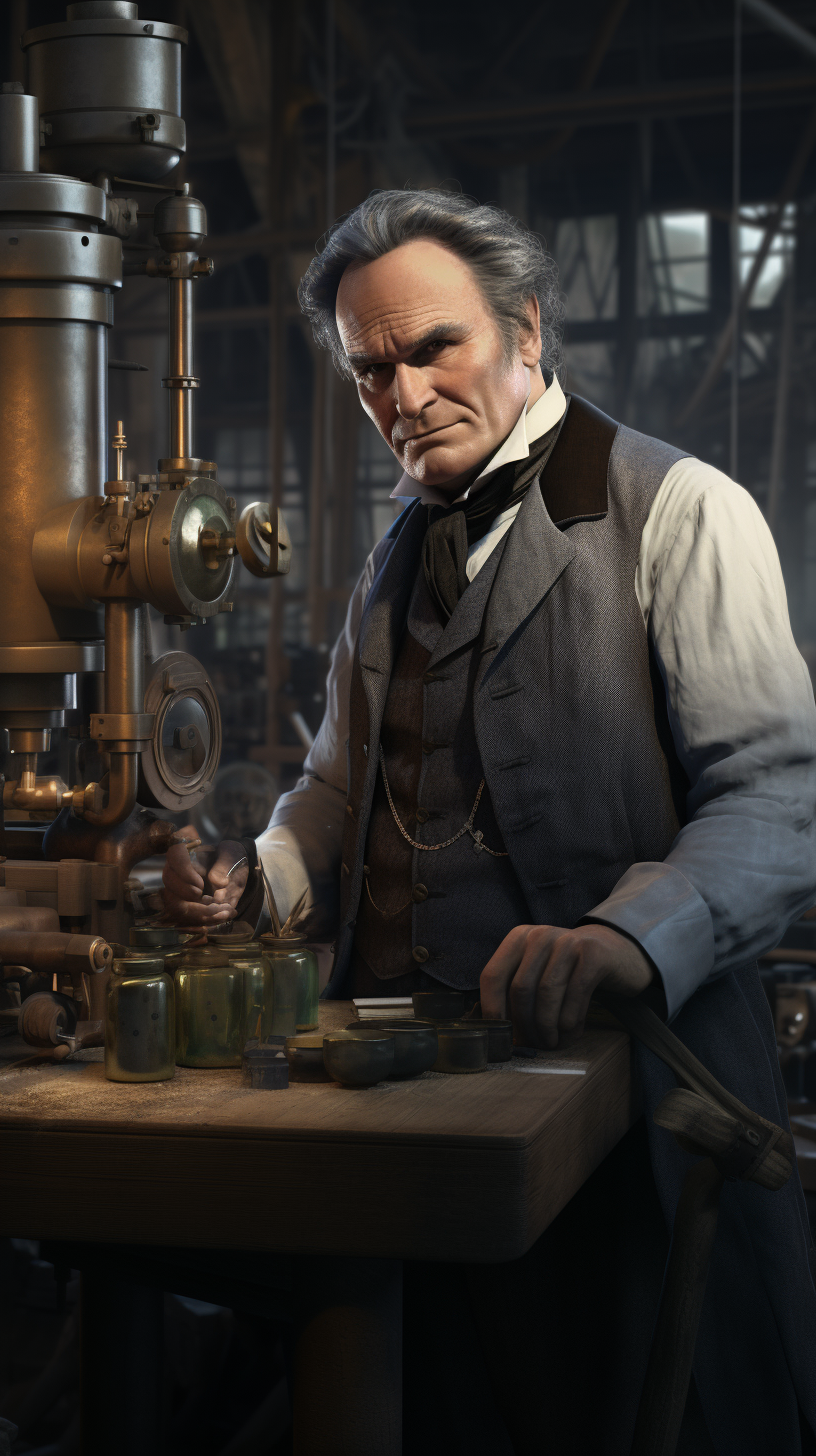 Charles Babbage Illustration in Photo Realistic Style