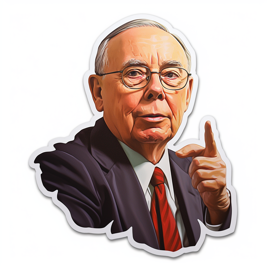 Vibrant Charlie Munger sticker in 3D