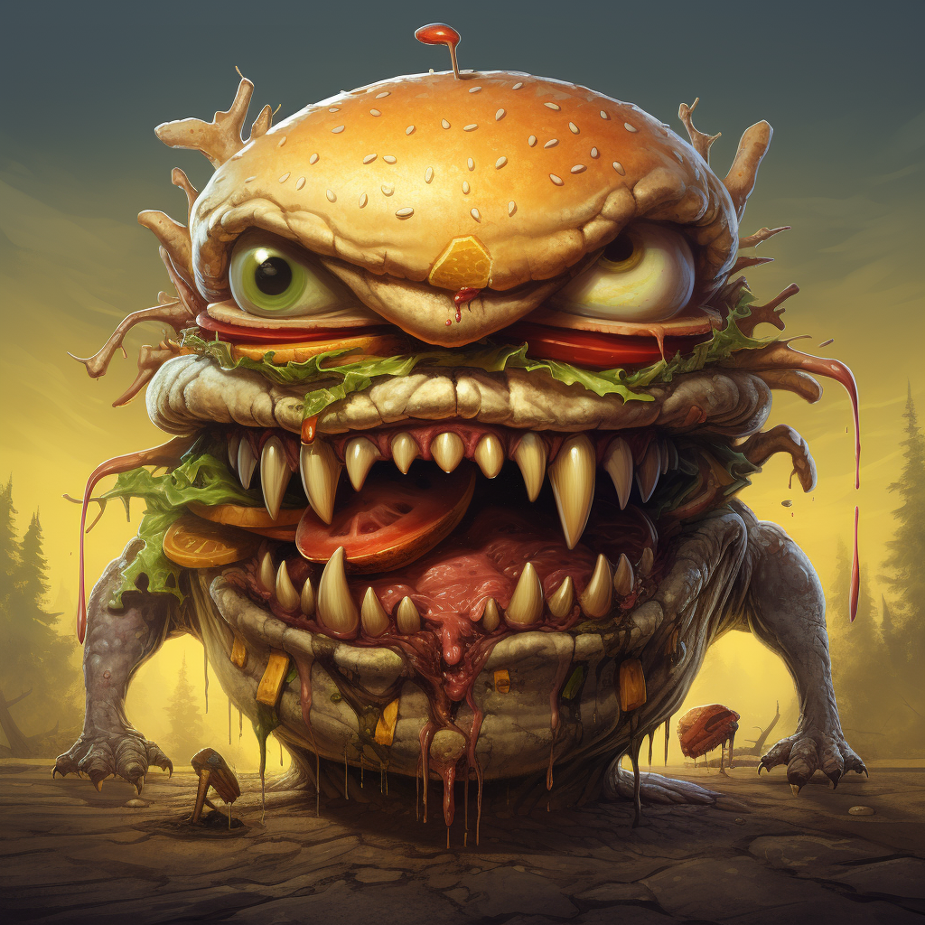 Delicious cheeseburger monster creation