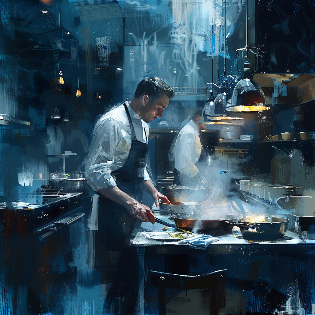 Chef cooking in soft focus portrait