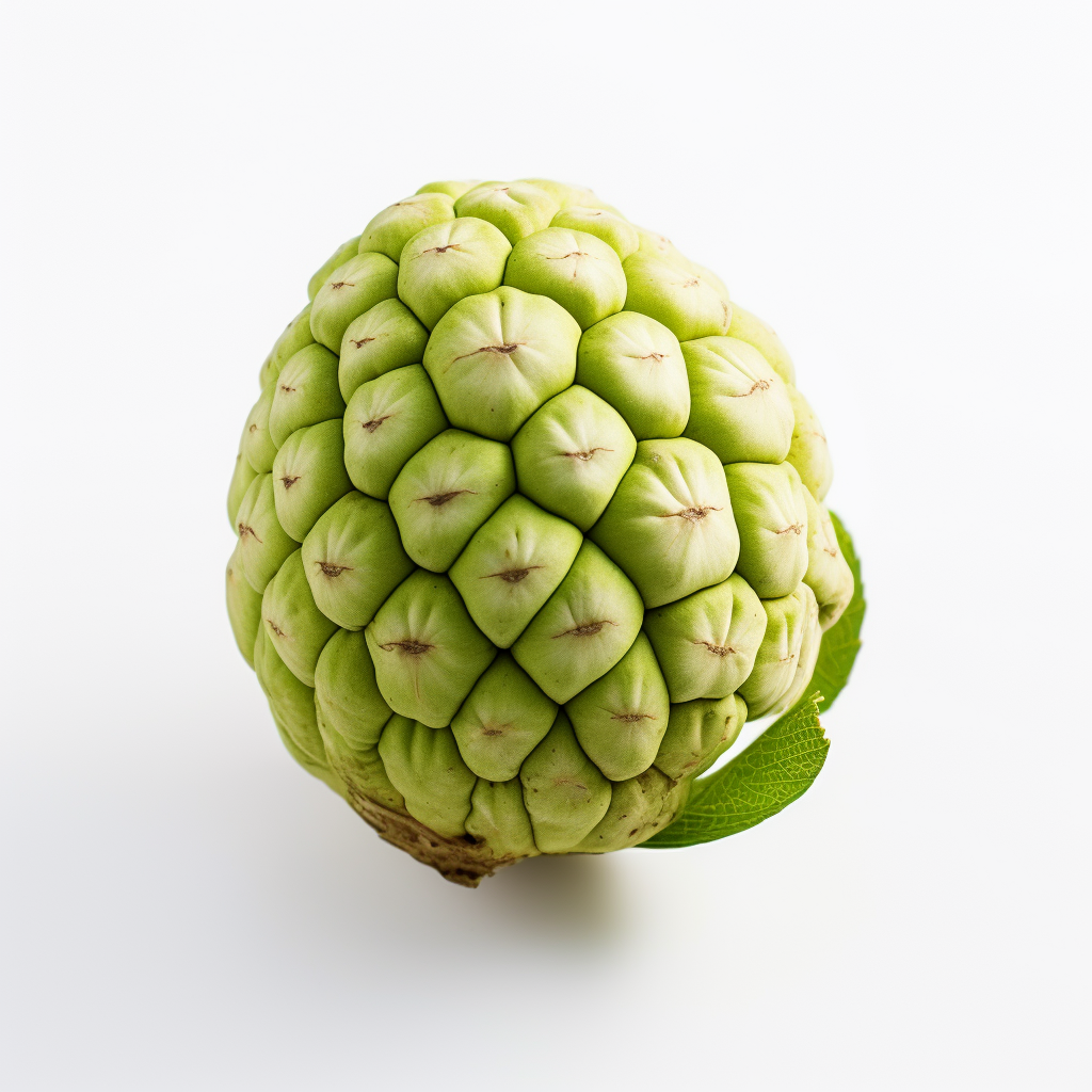 Fresh cherimoya fruit on a white background