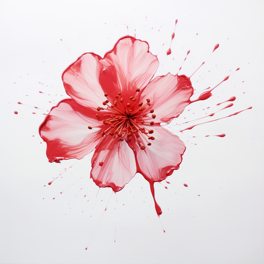 Cherry flower painting on white background