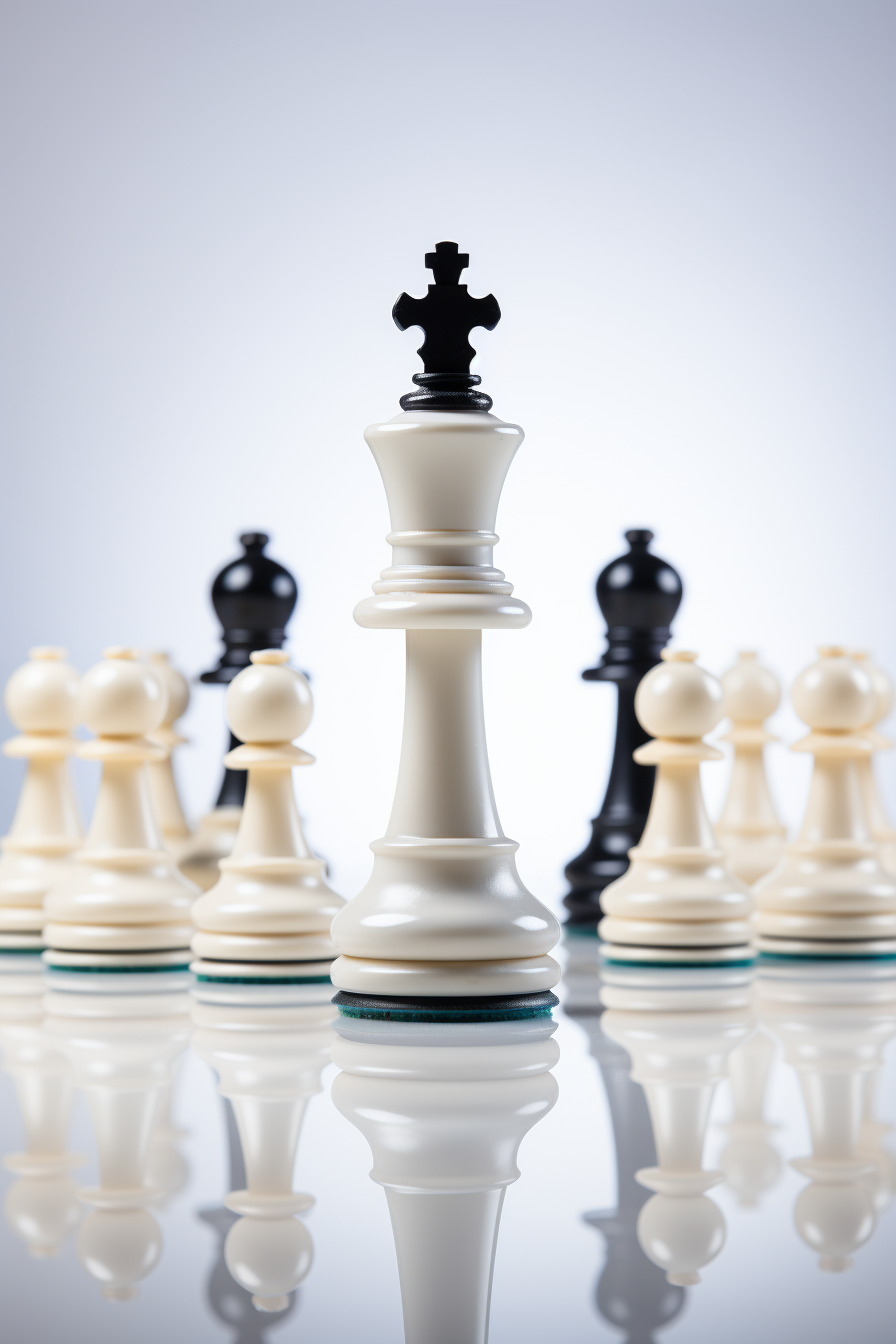 Blurred chess pieces on white background