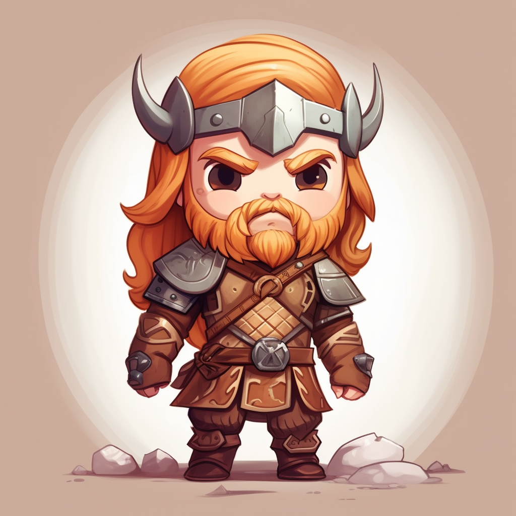 Cute chibi viking man