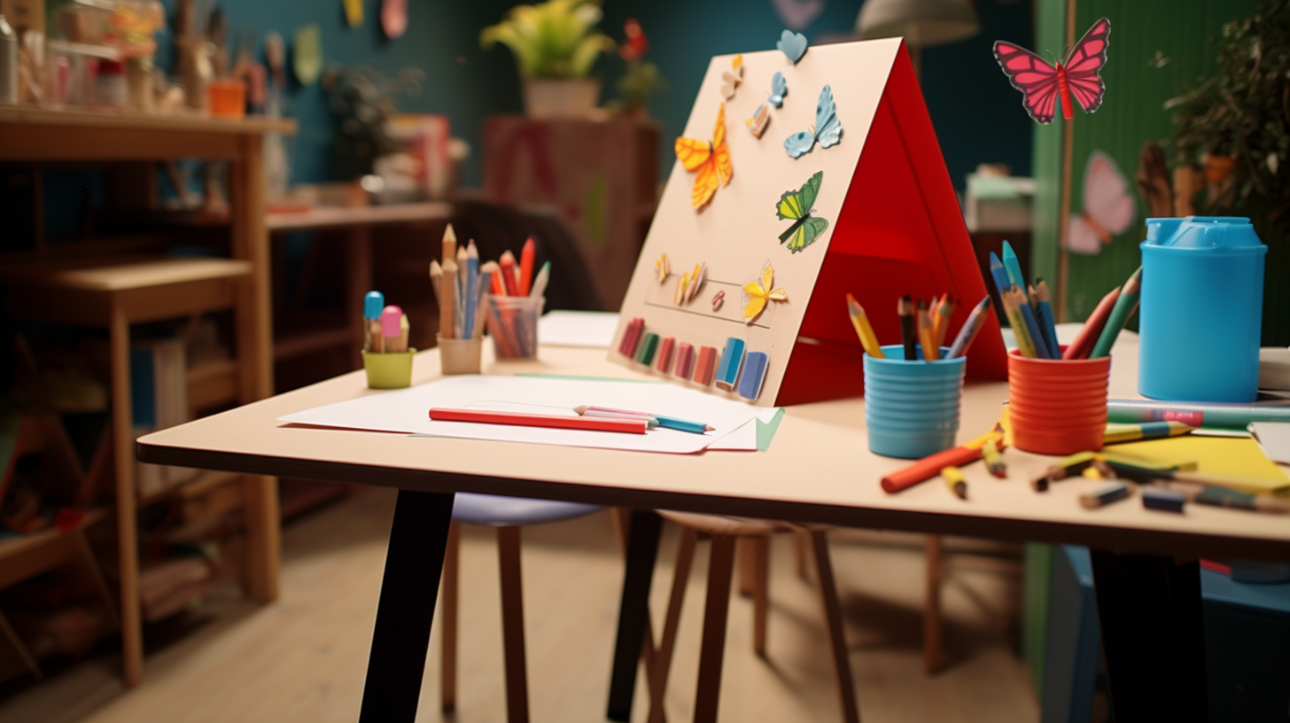 Child with Paper Folder on Art Desk