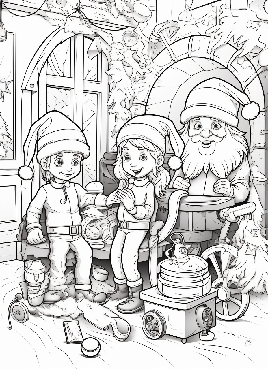 Santa's Workshop Coloring Page for Kids