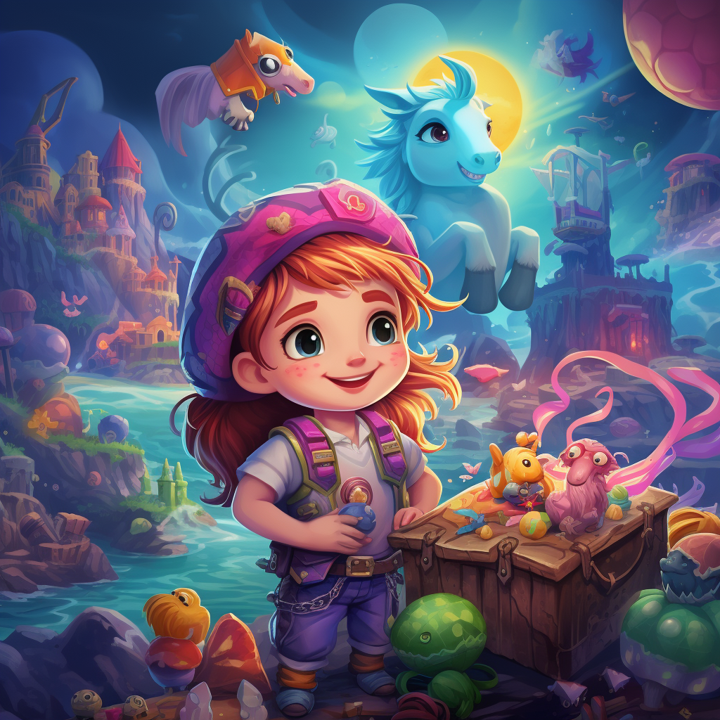 Colorful fantasy illustration for child book