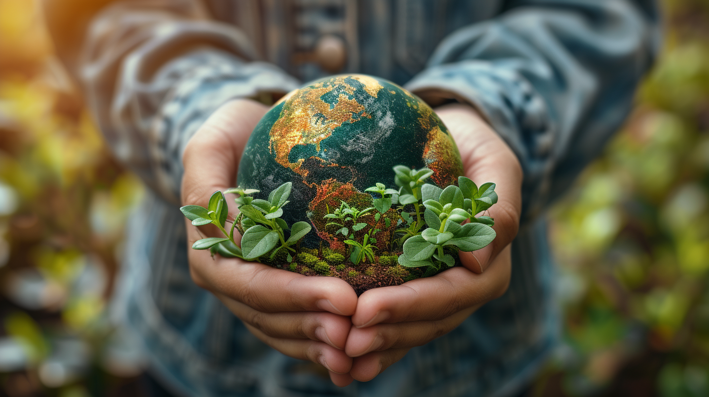 Children Holding Recycled Materials Globe