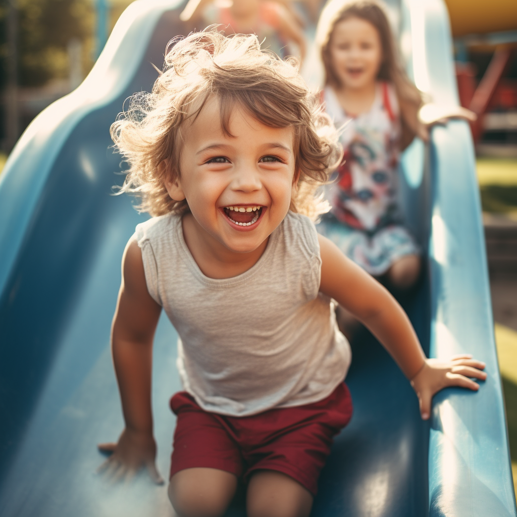 Children Playing on Slide