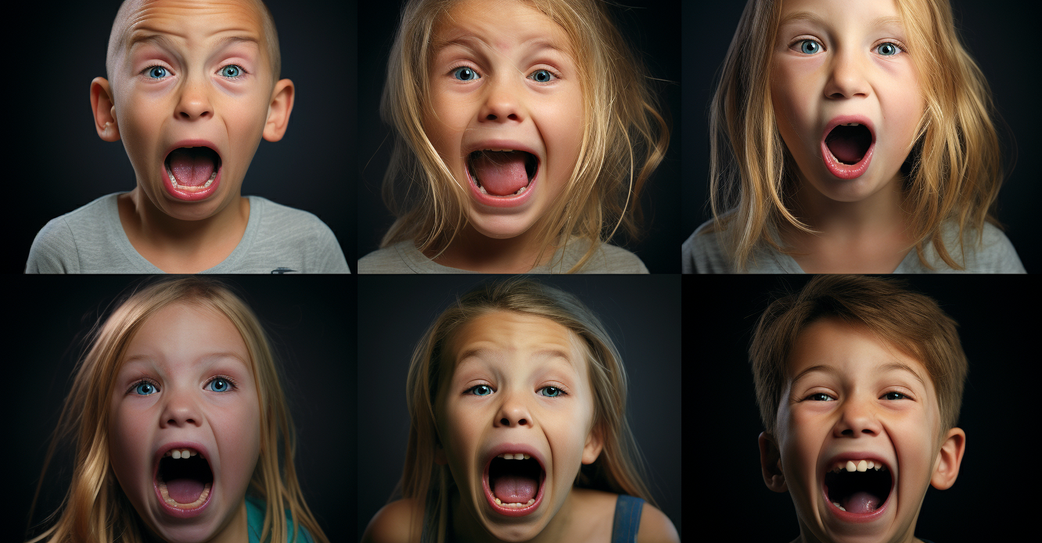 Children expressing various emotions