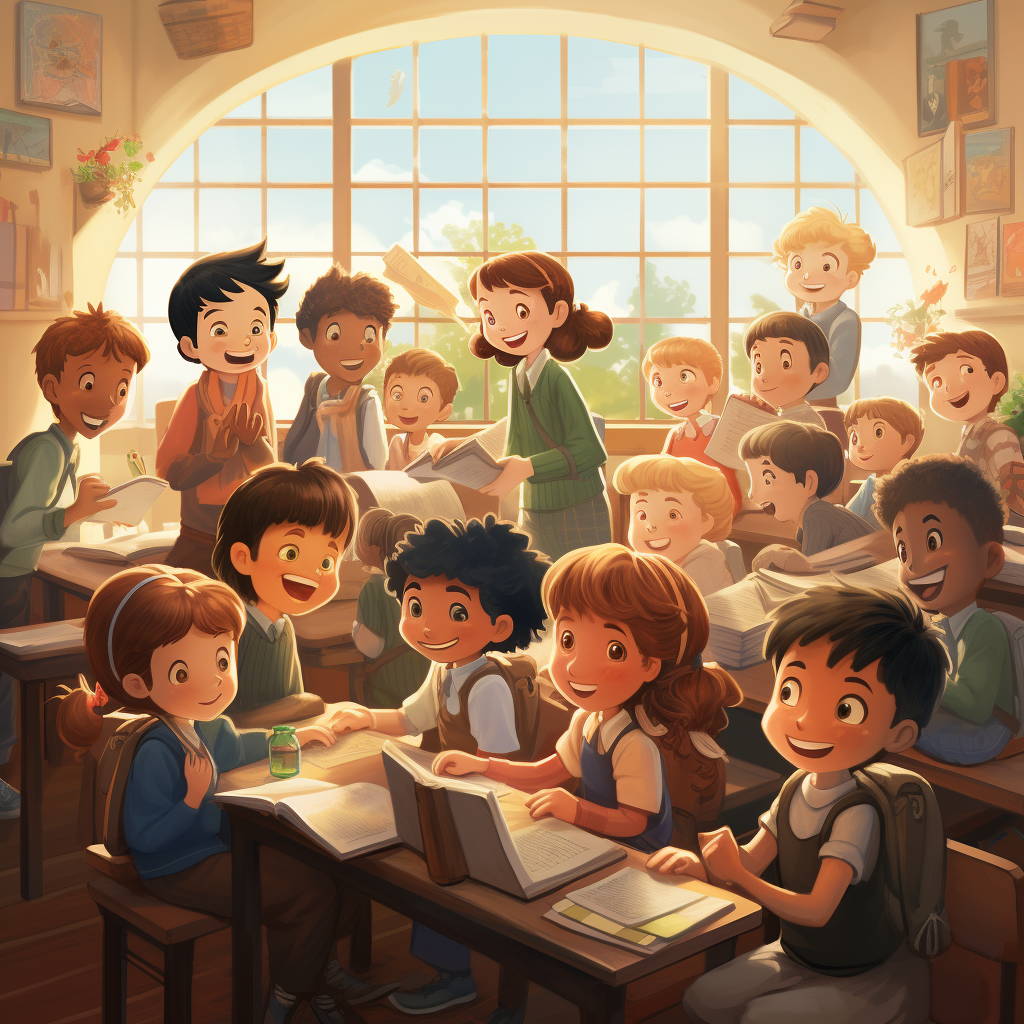 Illustration of Children in a Classroom