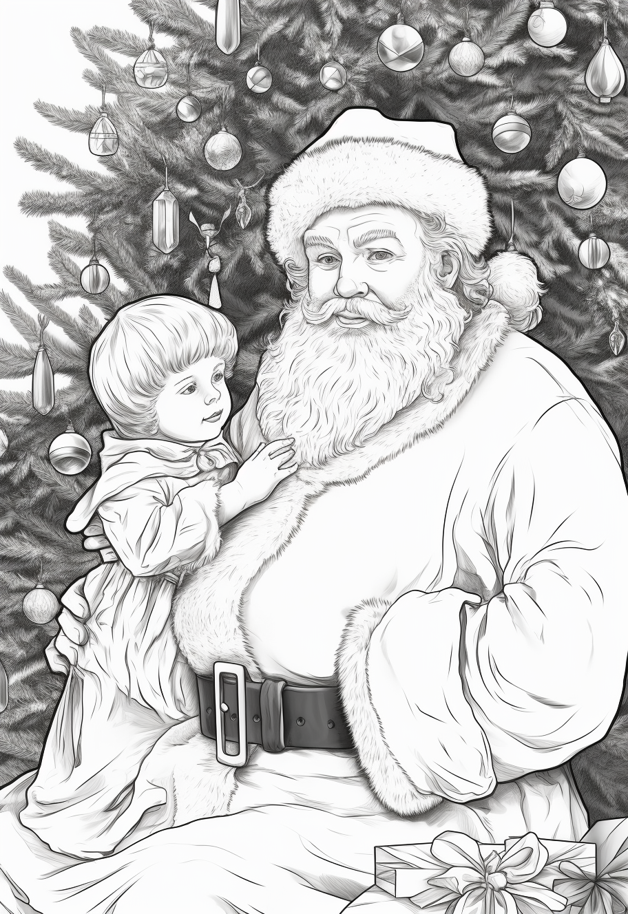 Santa shushing a child caught delivering presents