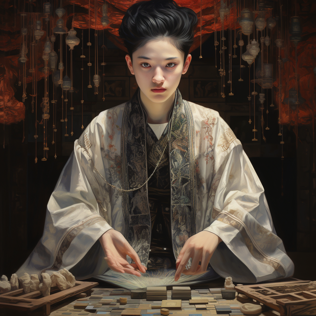 Chinese oracle fortune teller reading future