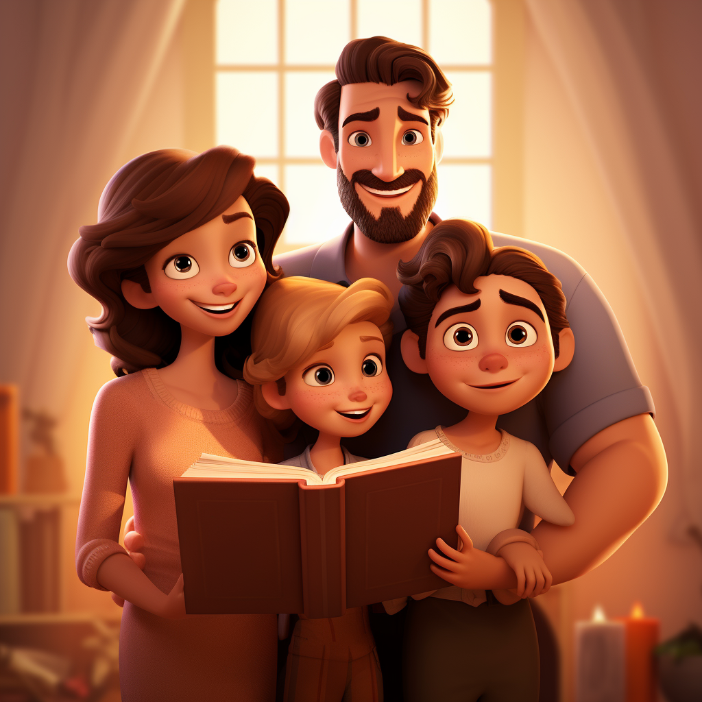 Christian family holding the Bible