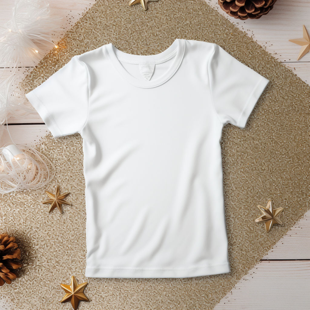 Stylish Christmas glam sparkle on white t-shirt mockup