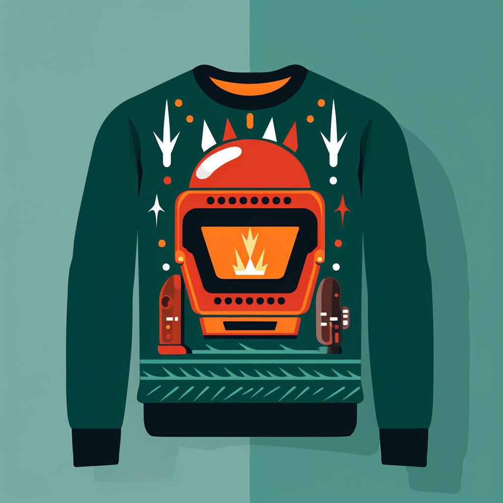 Cartoon welding design on Christmas sweater