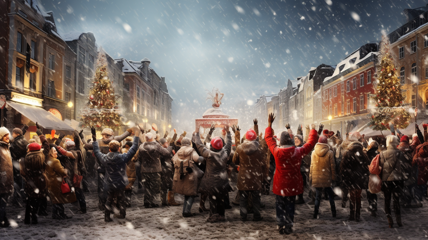 Celebrating Christmas in a crowded city