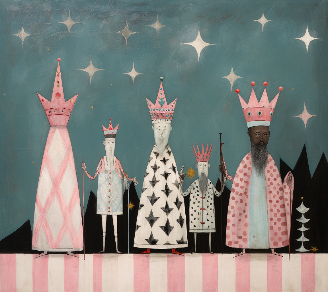 Whimsical Christmas Wise Men Artwork