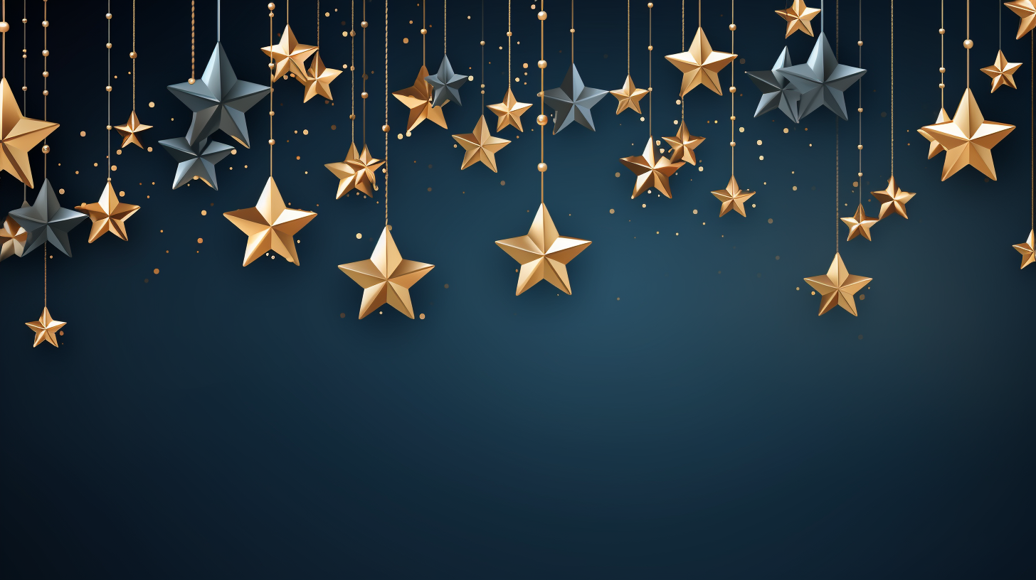 Christmas banner with hanging golden stars