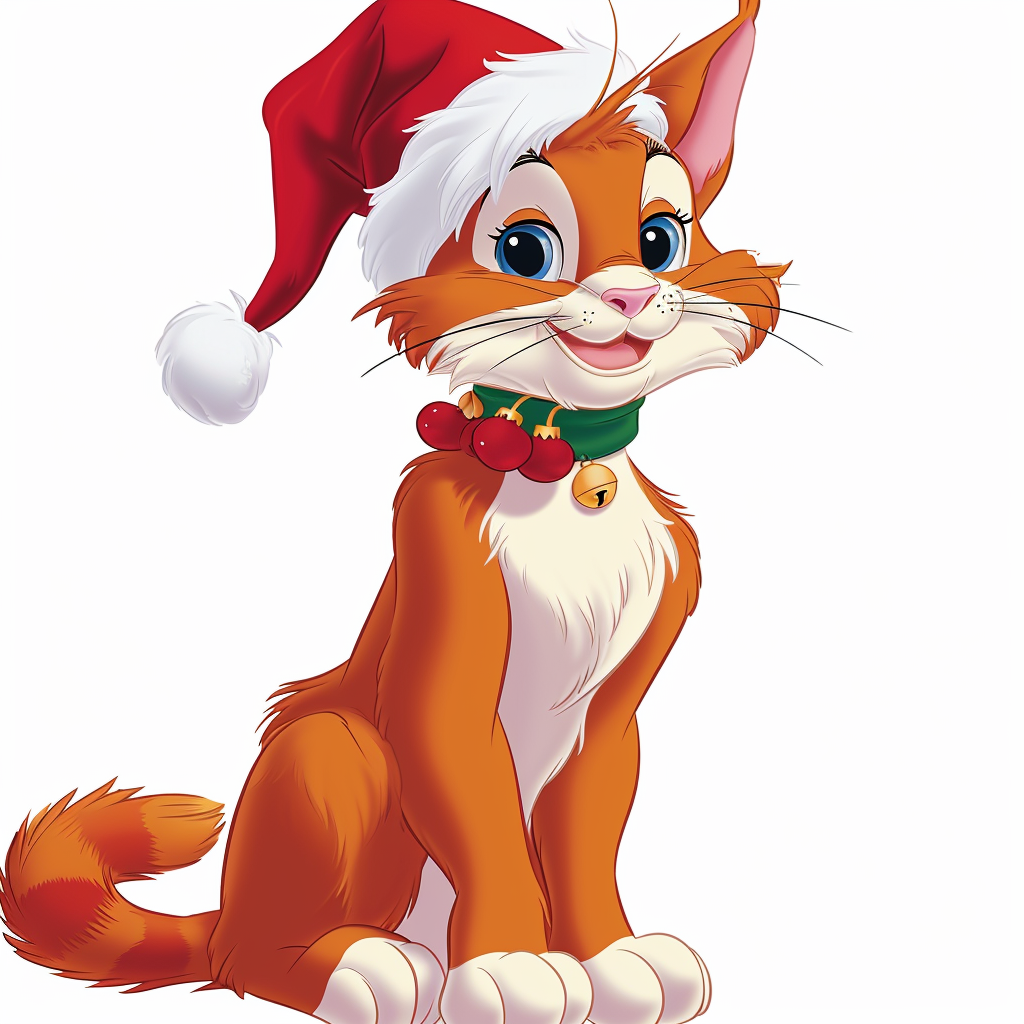 Cute Christmas Cat with Disney Character