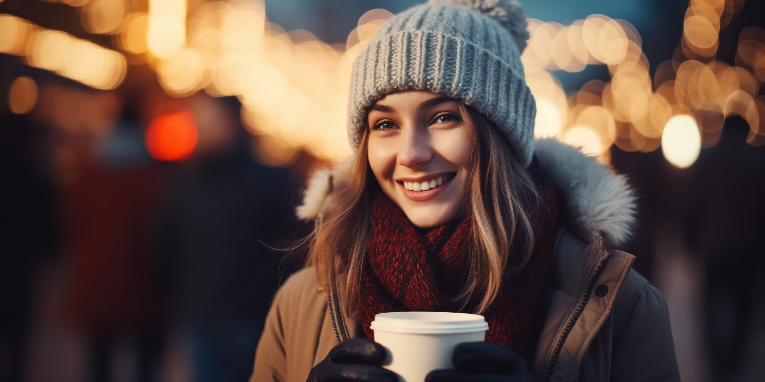 Young woman enjoying Christmas Market