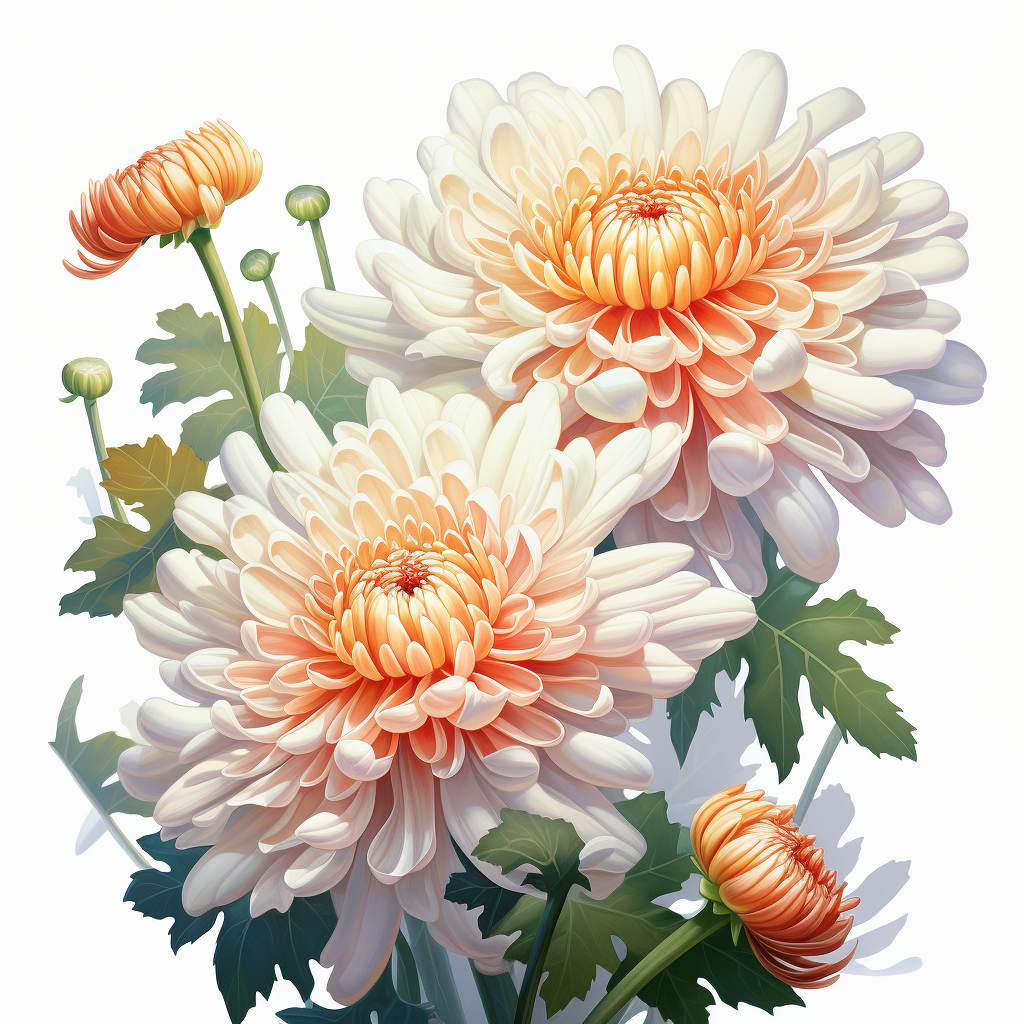 Chrysanthemum flowers on white background