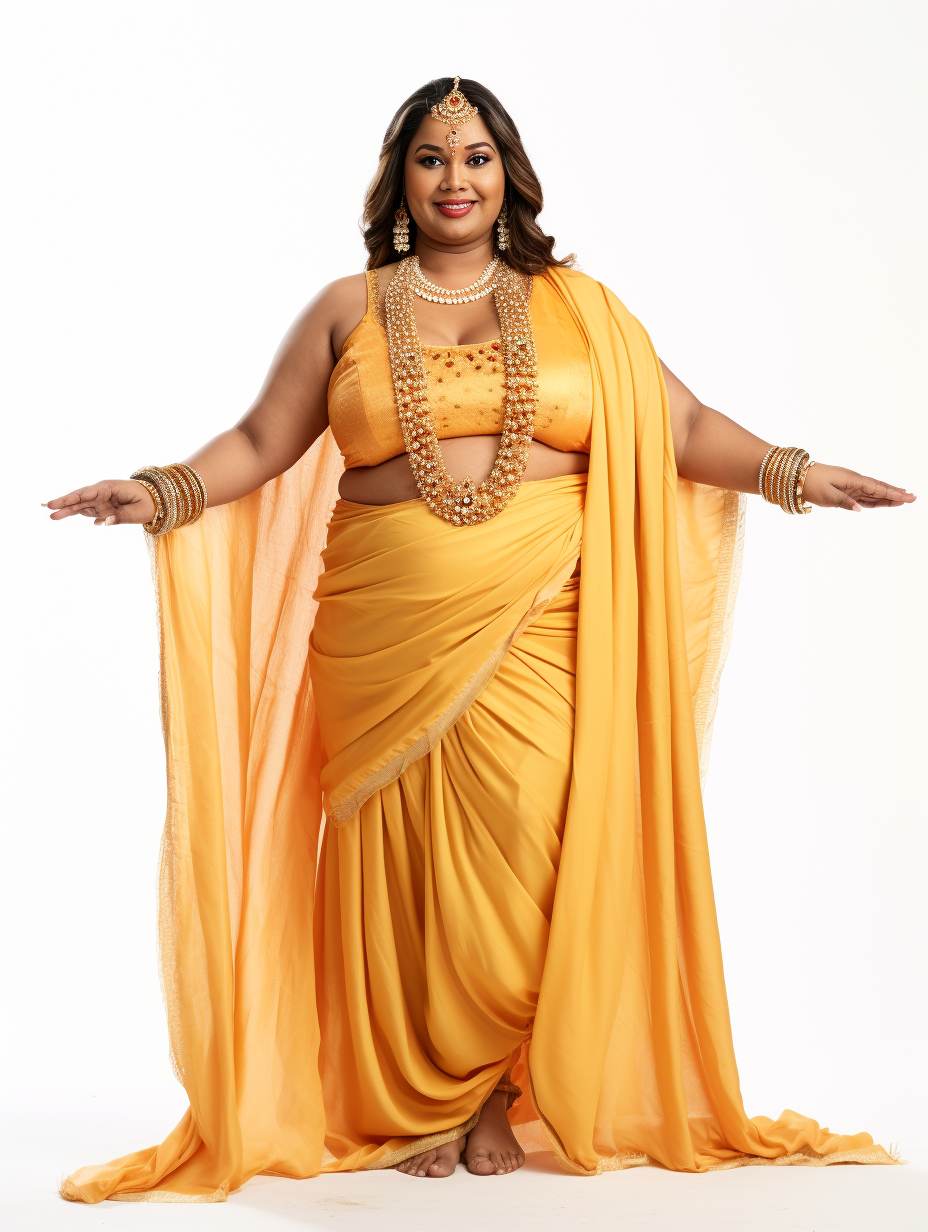 Beautiful Lakshmi Devi Costume on Chubby Brown Lady