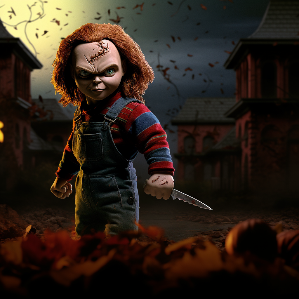 Chucky Halloween image with red knife