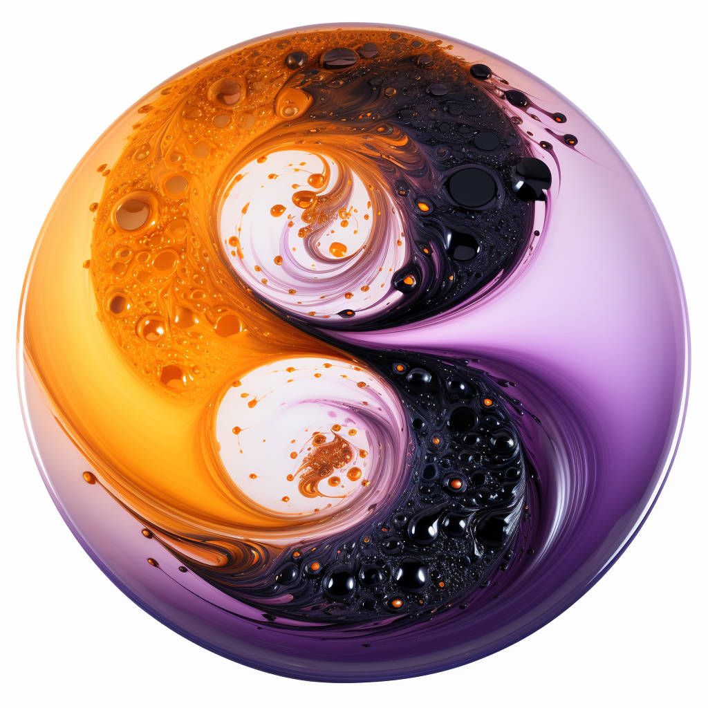 Circular Yin Yang in Amber and Lavender