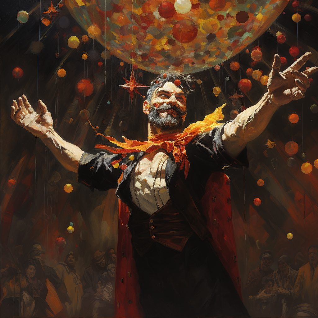 Circus juggling confetti balls artwork