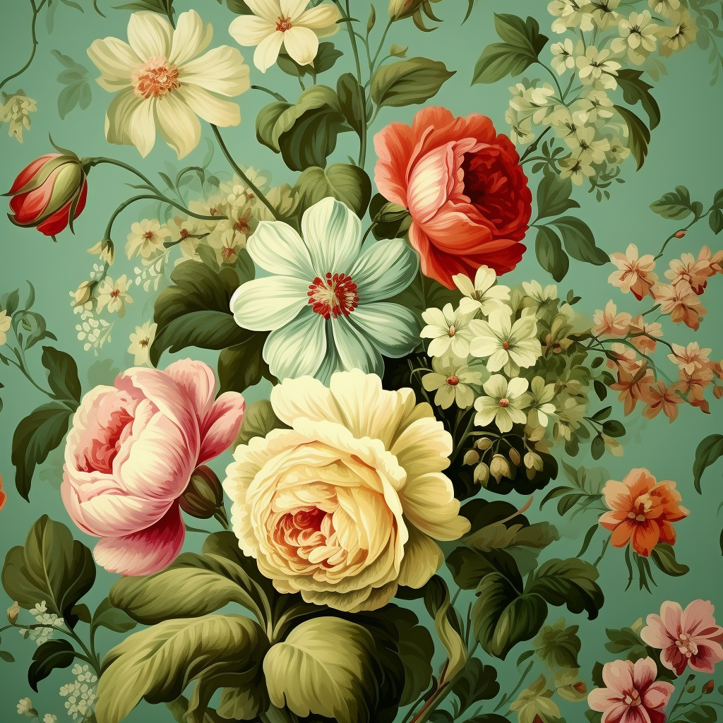 Classic wallpaper with vintage flower pattern