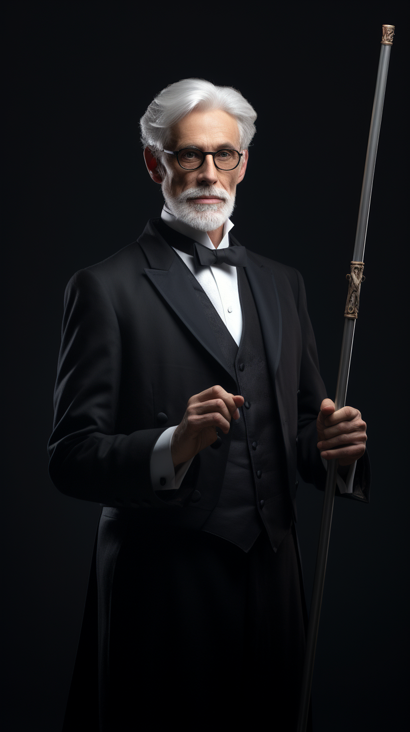 Composer with Baton in Elegant Attire