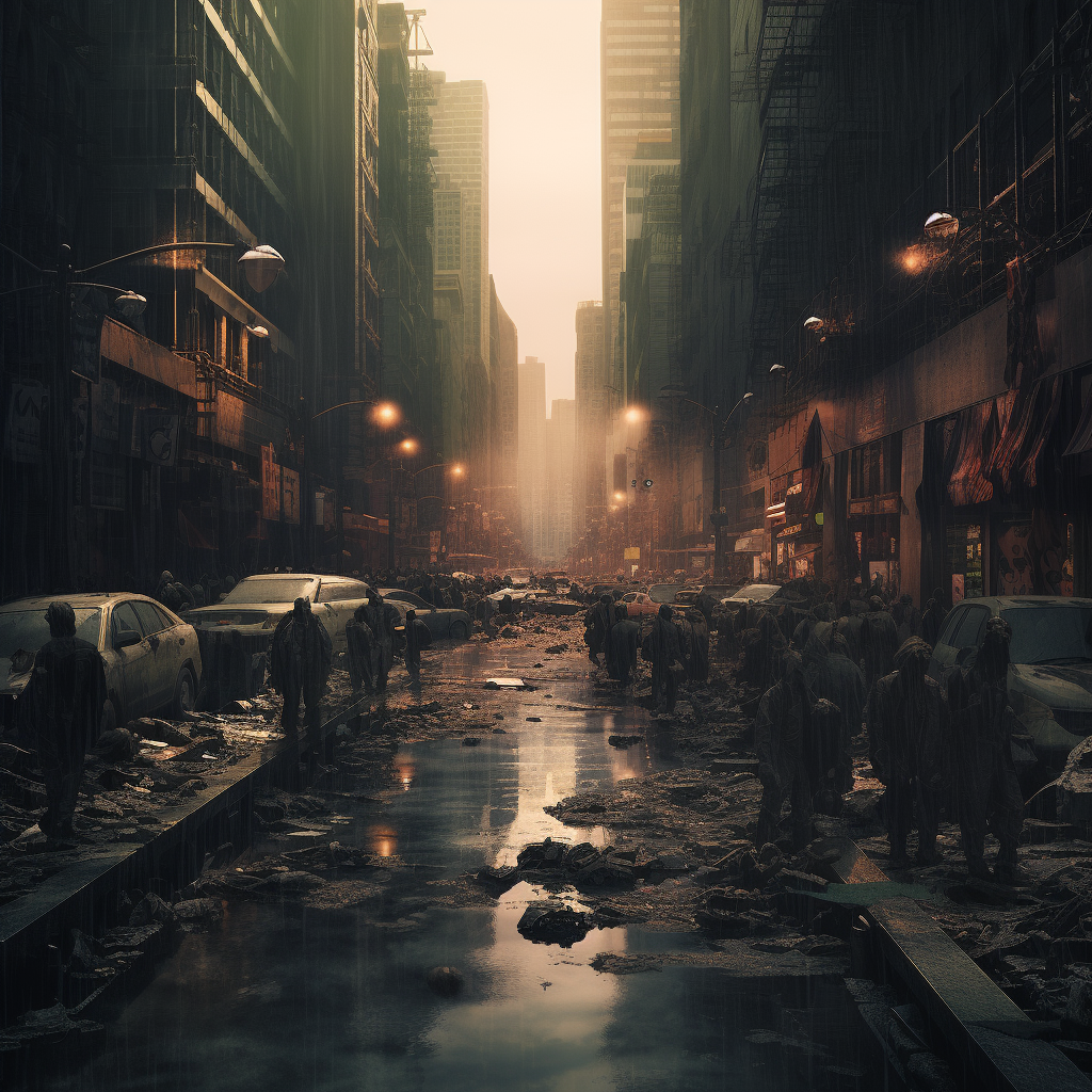 Post-Apocalyptic City with Sick People