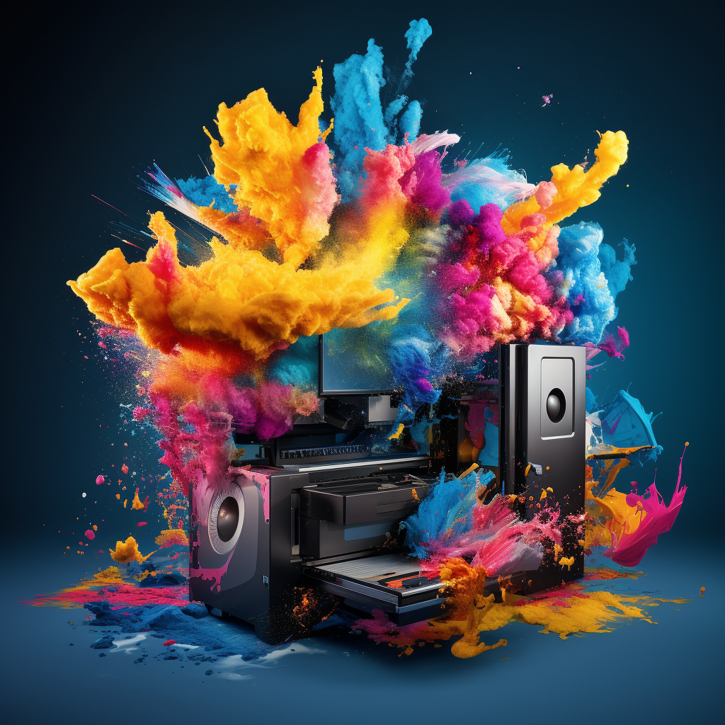 CMYK jet printer exploding ink