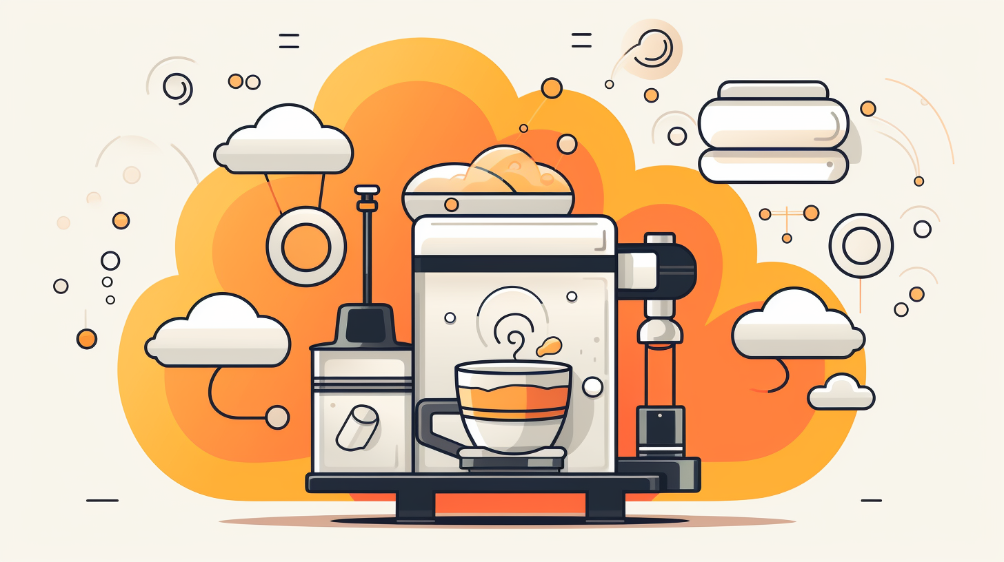 Coffee brewing machine with rainbow illustration