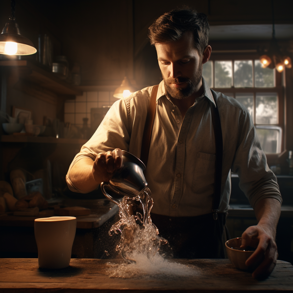 Man pouring coffee into cup