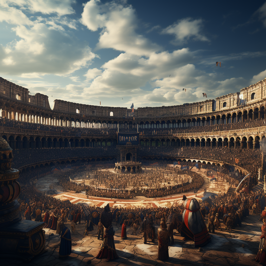 Gladiator game at the coliseum