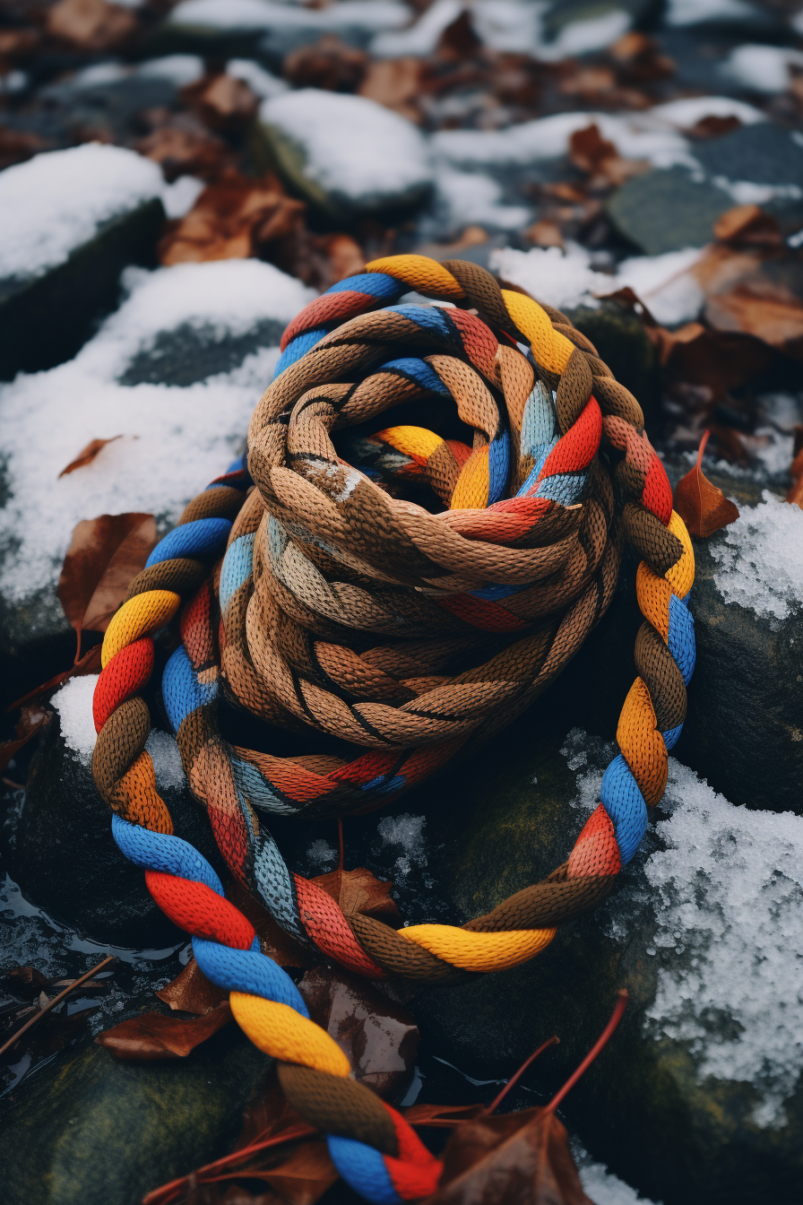 Vibrant Climbing Rope in Winter Wonderland