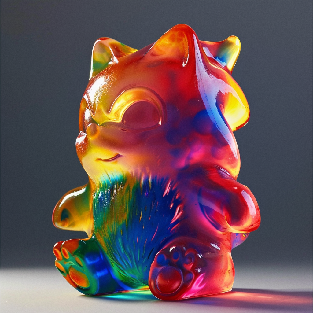 Colorful gummy bear resembling Sonic hedgehog