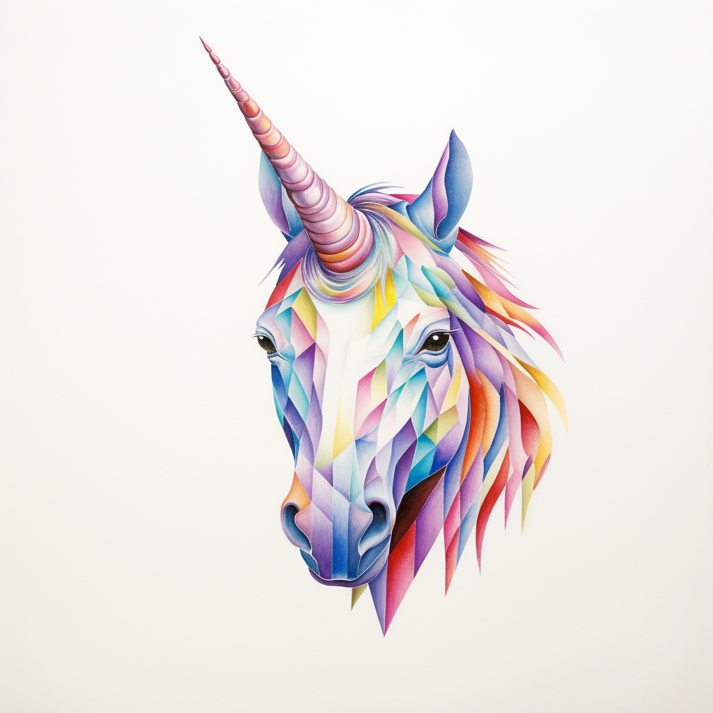 Colorful minimalist pencil drawing of a unicorn