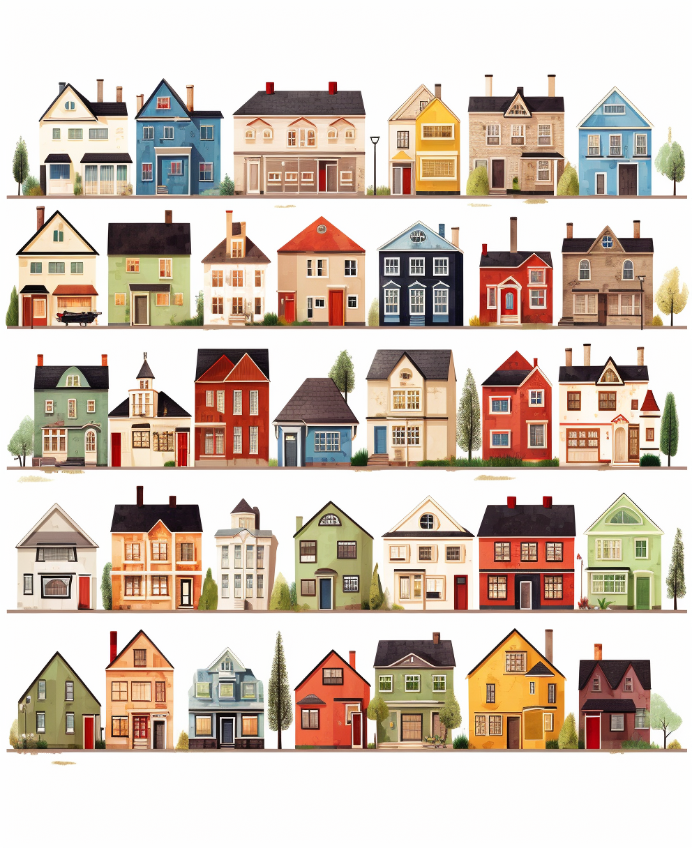 Colorful neighborhood houses book