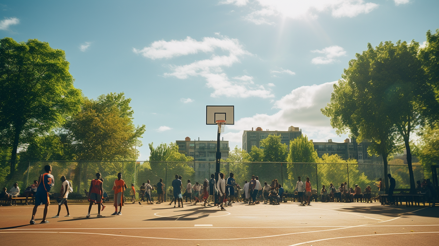 young people playing basketball in Paris