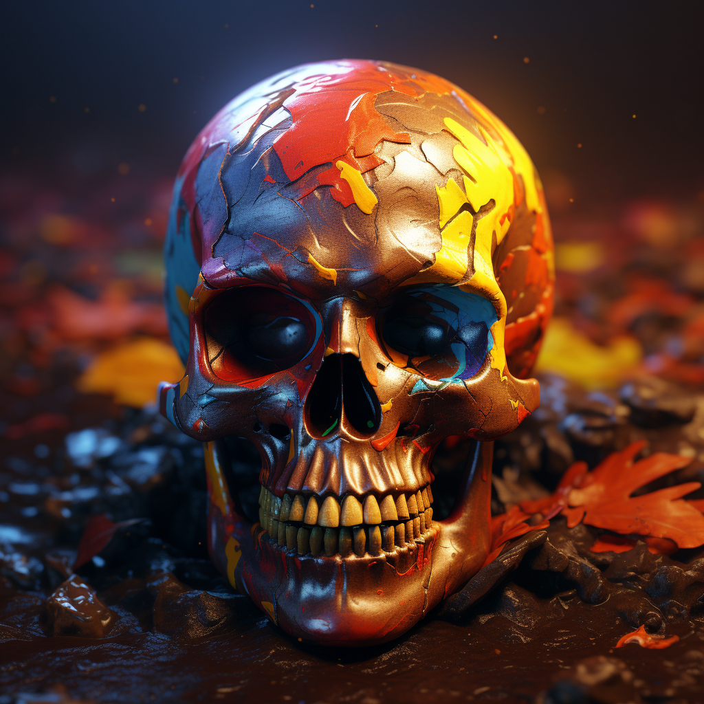 Realistic colorful skull with shadows