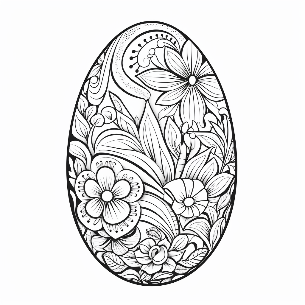 Easter Egg Silver Ornaments Cartoon Style Coloring Pages