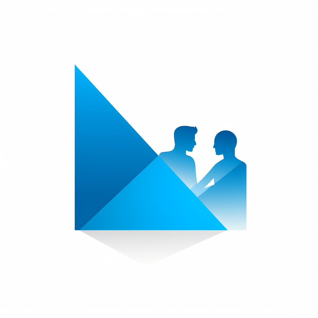 Communication logo with blue tangram shape