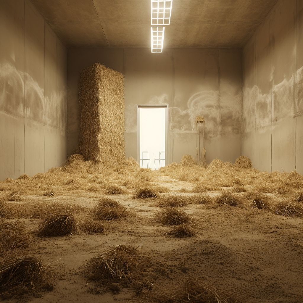 Dirty Concrete Room with Hay